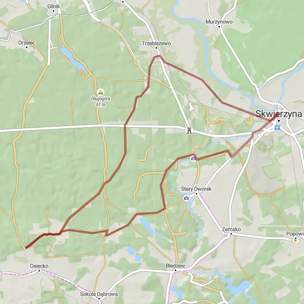 Map miniature of "Ludendorff Historic Gravel Ride" cycling inspiration in Lubuskie, Poland. Generated by Tarmacs.app cycling route planner