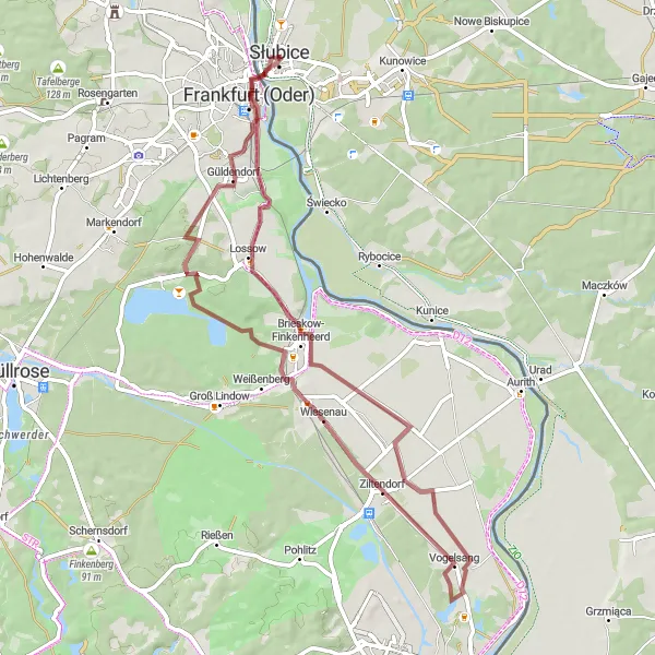 Miniatura mapy "Przejażdżka rowerowa przez Oderberge i Beresinchen" - trasy rowerowej w Lubuskie, Poland. Wygenerowane przez planer tras rowerowych Tarmacs.app