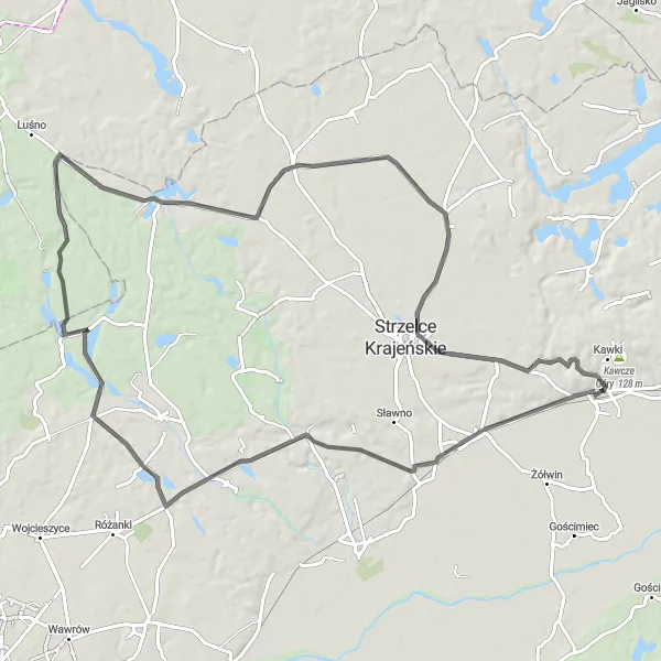 Map miniature of "Scenic Road Cycling Route Through Lubuskie" cycling inspiration in Lubuskie, Poland. Generated by Tarmacs.app cycling route planner