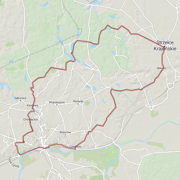 Miniatura mapy "Trasa gravelowa przez Kozacza Górę i Łośno" - trasy rowerowej w Lubuskie, Poland. Wygenerowane przez planer tras rowerowych Tarmacs.app