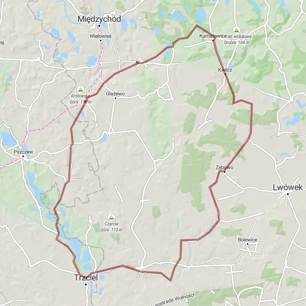 Miniatura mapy "Wyprawa Gravelowa do Miedzichowa" - trasy rowerowej w Lubuskie, Poland. Wygenerowane przez planer tras rowerowych Tarmacs.app
