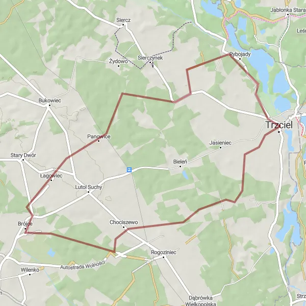 Miniatura mapy "Rowerowy wypad do Brójc" - trasy rowerowej w Lubuskie, Poland. Wygenerowane przez planer tras rowerowych Tarmacs.app
