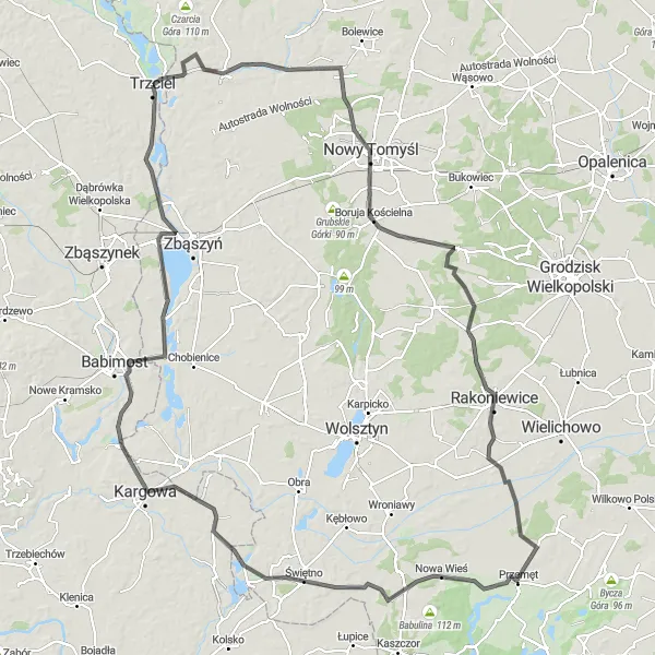 Miniatura mapy "Ekscytująca trasa rowerowa do Nądni" - trasy rowerowej w Lubuskie, Poland. Wygenerowane przez planer tras rowerowych Tarmacs.app
