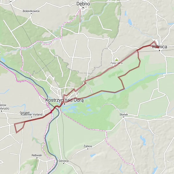Map miniature of "Exploring Nature and Railway Heritage" cycling inspiration in Lubuskie, Poland. Generated by Tarmacs.app cycling route planner