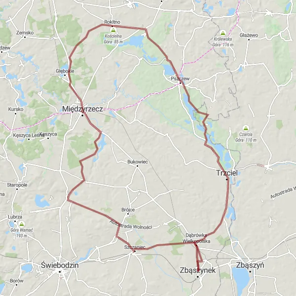 Miniatura mapy "Przejażdżka Rowerowa do Silnej Nowej" - trasy rowerowej w Lubuskie, Poland. Wygenerowane przez planer tras rowerowych Tarmacs.app