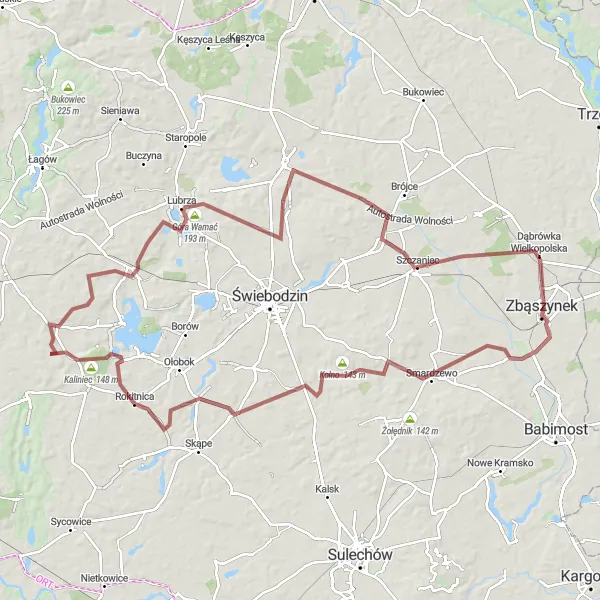 Miniatura mapy "Droga Rowerowa do Glińska" - trasy rowerowej w Lubuskie, Poland. Wygenerowane przez planer tras rowerowych Tarmacs.app