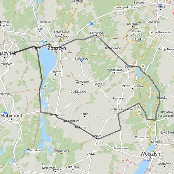 Miniatura mapy "Spacer Rowerowy do Nądni" - trasy rowerowej w Lubuskie, Poland. Wygenerowane przez planer tras rowerowych Tarmacs.app
