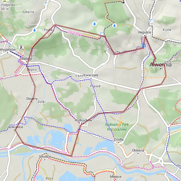 Miniatura mapy "Trasa Alwernia-Grzmiączka" - trasy rowerowej w Małopolskie, Poland. Wygenerowane przez planer tras rowerowych Tarmacs.app