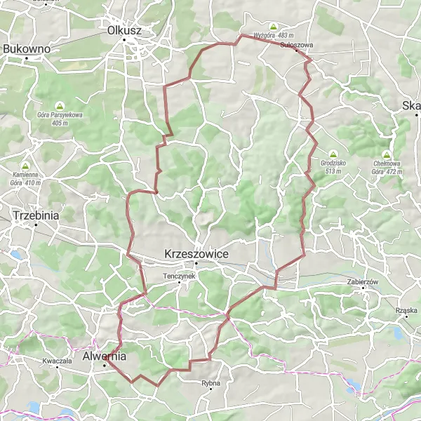 Miniatura mapy "Szlakiem Dębowej Góry" - trasy rowerowej w Małopolskie, Poland. Wygenerowane przez planer tras rowerowych Tarmacs.app