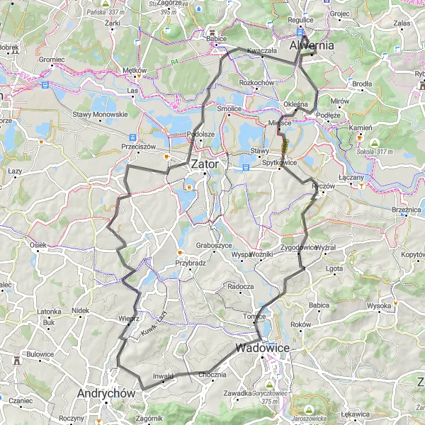 Miniatura mapy "Trasa do Spytkowic" - trasy rowerowej w Małopolskie, Poland. Wygenerowane przez planer tras rowerowych Tarmacs.app