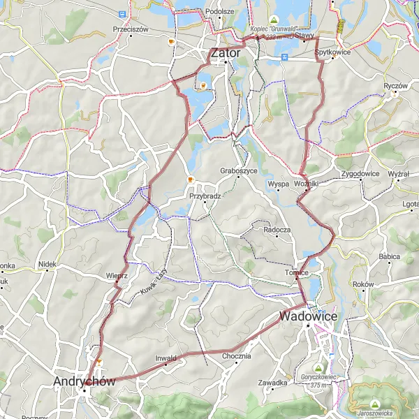 Miniatura mapy "Trasa przez Dolinę Skawy" - trasy rowerowej w Małopolskie, Poland. Wygenerowane przez planer tras rowerowych Tarmacs.app