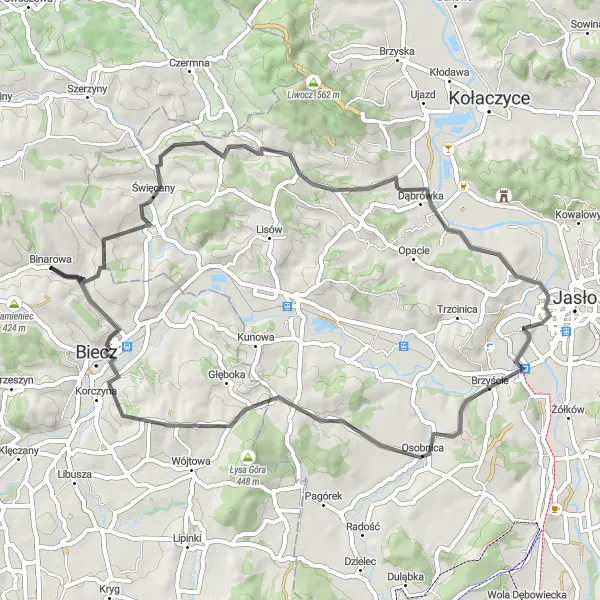 Miniatura mapy "Rowerem przez Święcany i Biecz" - trasy rowerowej w Małopolskie, Poland. Wygenerowane przez planer tras rowerowych Tarmacs.app