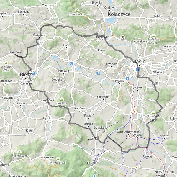 Miniatura mapy "Przez Łyse Dział i Wójtową" - trasy rowerowej w Małopolskie, Poland. Wygenerowane przez planer tras rowerowych Tarmacs.app