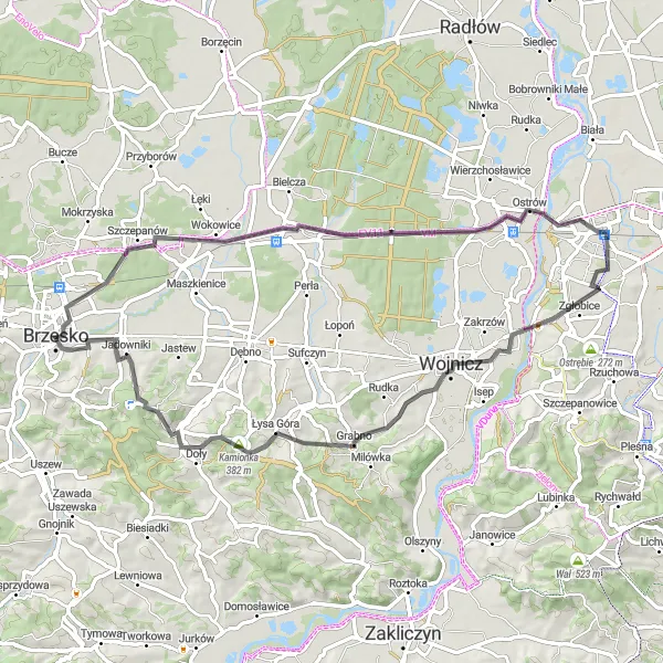 Map miniature of "Scenic Countryside and Historic Villages" cycling inspiration in Małopolskie, Poland. Generated by Tarmacs.app cycling route planner