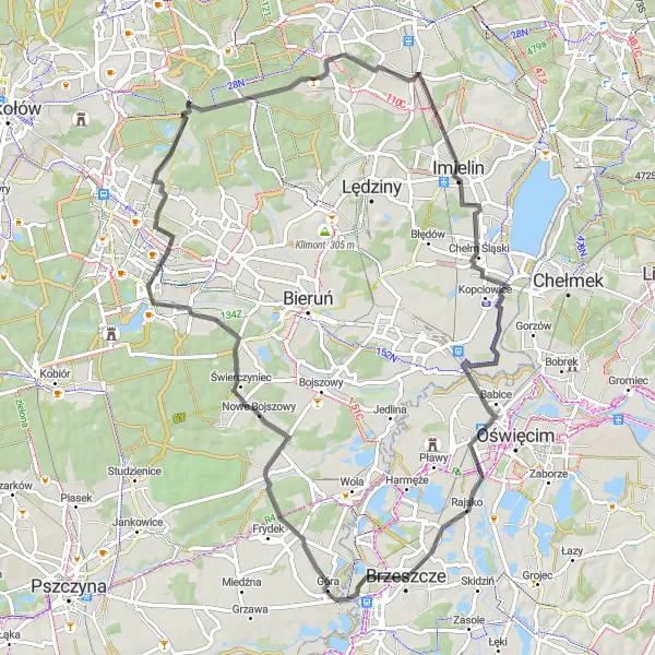 Map miniature of "Małopolskie Cycling Adventure" cycling inspiration in Małopolskie, Poland. Generated by Tarmacs.app cycling route planner