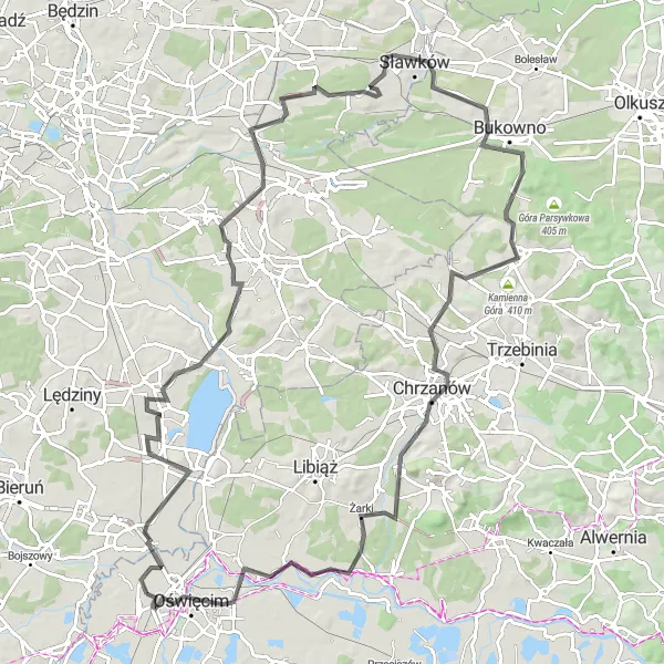 Map miniature of "Cycling Adventure through Małopolskie" cycling inspiration in Małopolskie, Poland. Generated by Tarmacs.app cycling route planner