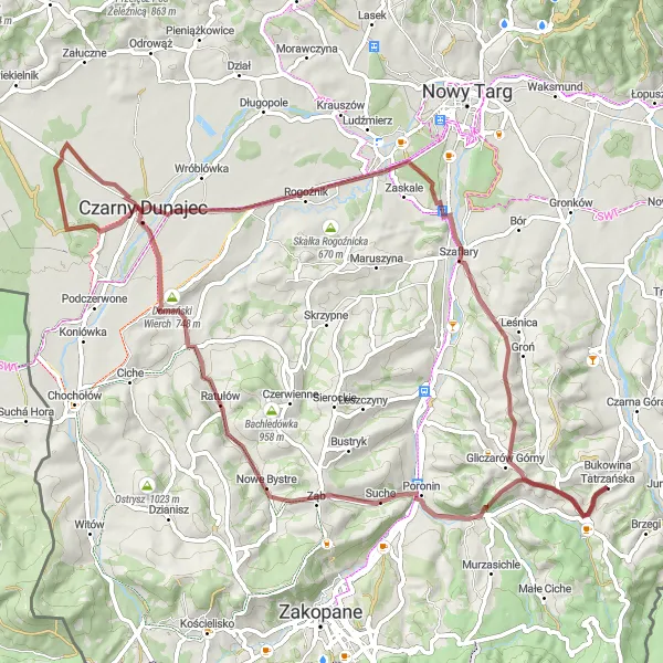 Miniatura mapy "Trasa Gravelowa Galicowa Grapa" - trasy rowerowej w Małopolskie, Poland. Wygenerowane przez planer tras rowerowych Tarmacs.app