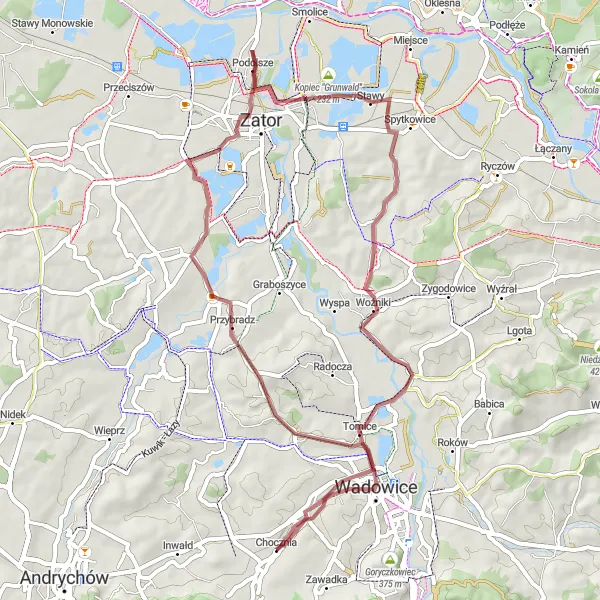 Miniatura mapy "Trasa Gravelowa do Choczni" - trasy rowerowej w Małopolskie, Poland. Wygenerowane przez planer tras rowerowych Tarmacs.app