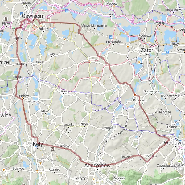 Miniatura mapy "Trasa Gravelowa w okolicy Chocznia" - trasy rowerowej w Małopolskie, Poland. Wygenerowane przez planer tras rowerowych Tarmacs.app