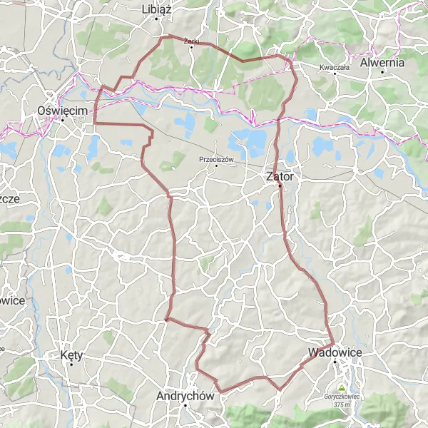 Miniatura mapy "Trasa Gravelowa w rejonie Chocznia" - trasy rowerowej w Małopolskie, Poland. Wygenerowane przez planer tras rowerowych Tarmacs.app