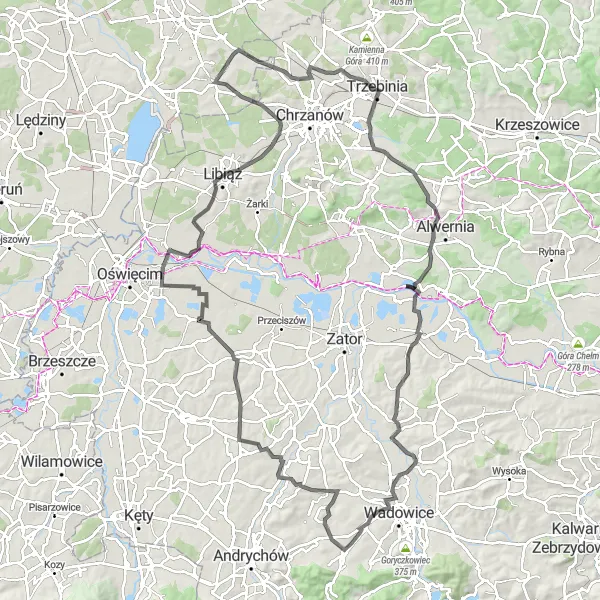 Miniatura mapy "Szlak rowerowy przez Małopolskę" - trasy rowerowej w Małopolskie, Poland. Wygenerowane przez planer tras rowerowych Tarmacs.app