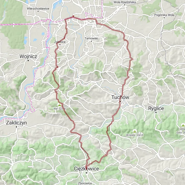 Map miniature of "Gravel Adventure Loop" cycling inspiration in Małopolskie, Poland. Generated by Tarmacs.app cycling route planner