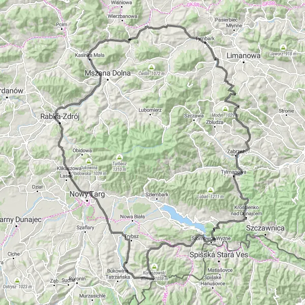 Map miniature of "The Magic of Małopolskie" cycling inspiration in Małopolskie, Poland. Generated by Tarmacs.app cycling route planner