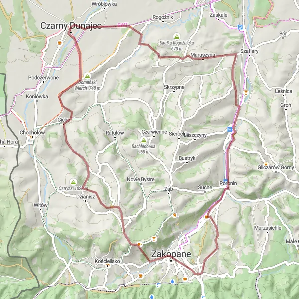 Map miniature of "Gravel Adventure through Nature" cycling inspiration in Małopolskie, Poland. Generated by Tarmacs.app cycling route planner