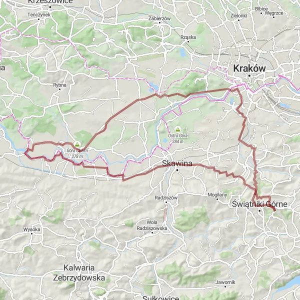Miniatura mapy "Trasa rowerowa Czernichów - Góra Chełm" - trasy rowerowej w Małopolskie, Poland. Wygenerowane przez planer tras rowerowych Tarmacs.app