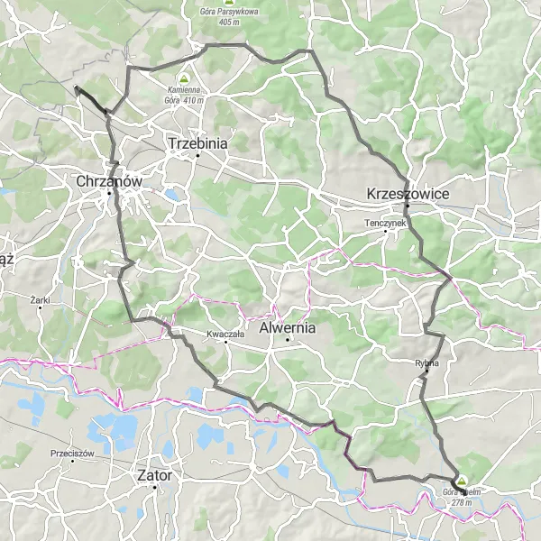 Miniatura mapy "Trasa Szosowa: Sokola - Góra Chełm" - trasy rowerowej w Małopolskie, Poland. Wygenerowane przez planer tras rowerowych Tarmacs.app