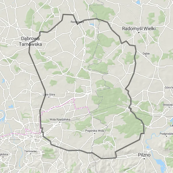 Map miniature of "Countryside Explorer" cycling inspiration in Małopolskie, Poland. Generated by Tarmacs.app cycling route planner