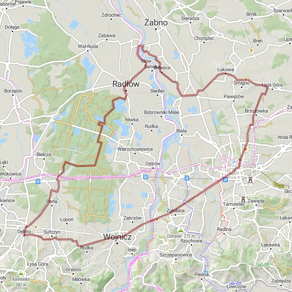 Miniatura mapy "Trasa gravelowa do Biadoliny Szlacheckiej" - trasy rowerowej w Małopolskie, Poland. Wygenerowane przez planer tras rowerowych Tarmacs.app