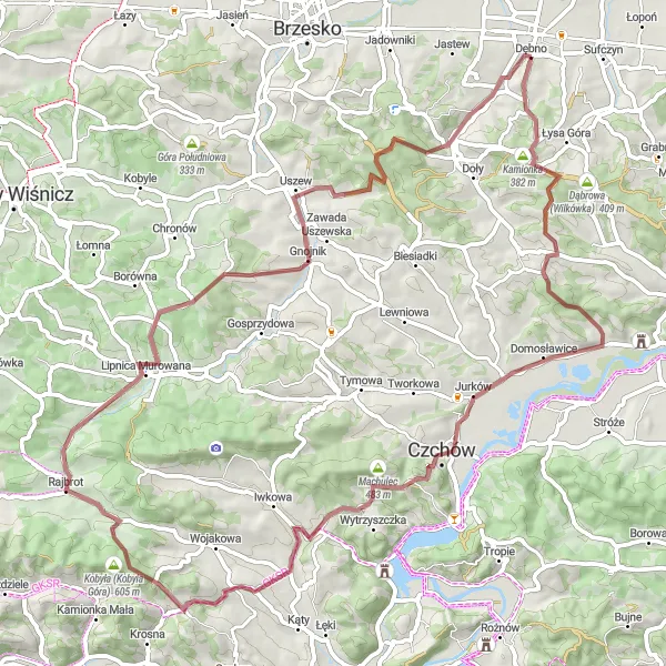Miniatura mapy "Trasa gravelowa do Zawadzkiej" - trasy rowerowej w Małopolskie, Poland. Wygenerowane przez planer tras rowerowych Tarmacs.app