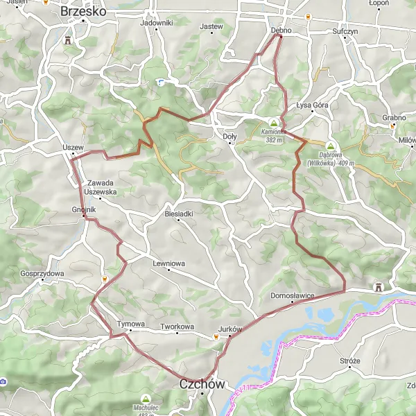 Miniatura mapy "Szutrowa Wyprawa Po Malowniczym Podgórzu" - trasy rowerowej w Małopolskie, Poland. Wygenerowane przez planer tras rowerowych Tarmacs.app
