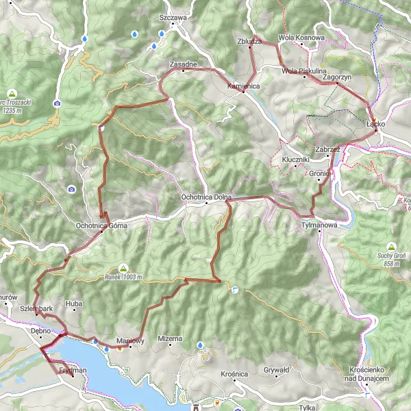 Map miniature of "Koscieliska Valley Loop" cycling inspiration in Małopolskie, Poland. Generated by Tarmacs.app cycling route planner