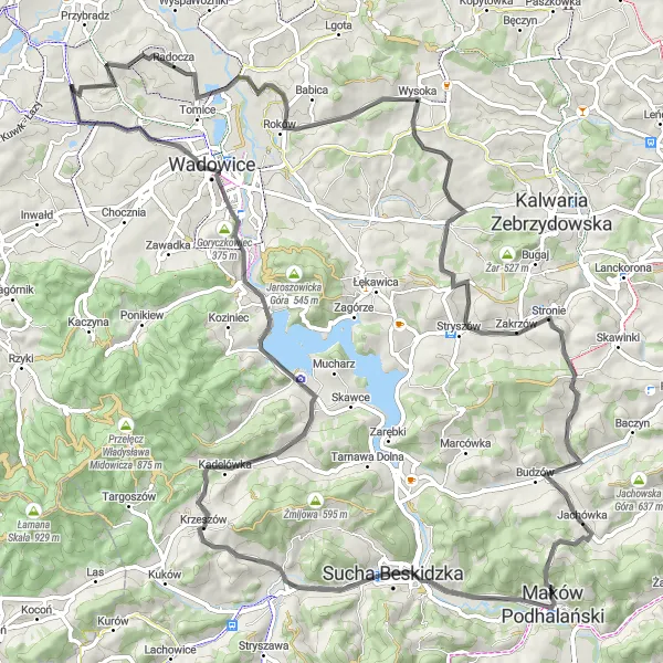 Miniatura mapy "Wycieczka przez Wysoką i Jachówkę" - trasy rowerowej w Małopolskie, Poland. Wygenerowane przez planer tras rowerowych Tarmacs.app