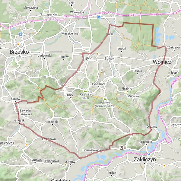 Miniatura mapy "Trasa gravelowa z Gnojnika do Lewniowej" - trasy rowerowej w Małopolskie, Poland. Wygenerowane przez planer tras rowerowych Tarmacs.app