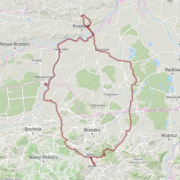 Miniatura mapy "Z Gnojnika na trasie rowerowej wśród górz i pagórków" - trasy rowerowej w Małopolskie, Poland. Wygenerowane przez planer tras rowerowych Tarmacs.app
