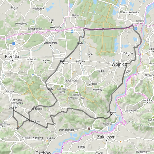 Map miniature of "Picturesque Road Cycling Tour" cycling inspiration in Małopolskie, Poland. Generated by Tarmacs.app cycling route planner