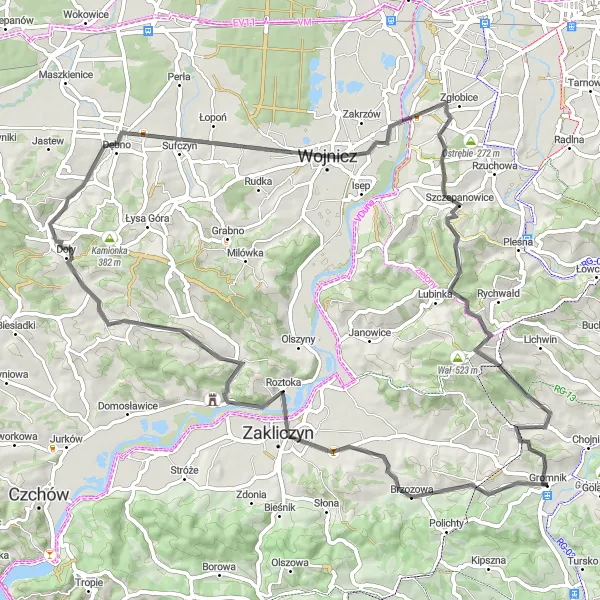 Miniatura mapy "Trasa dookoła Babiej Góry" - trasy rowerowej w Małopolskie, Poland. Wygenerowane przez planer tras rowerowych Tarmacs.app