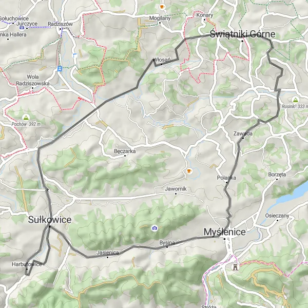 Miniatura mapy "Trasa Road: Harbutowice - Kozia Góra" - trasy rowerowej w Małopolskie, Poland. Wygenerowane przez planer tras rowerowych Tarmacs.app