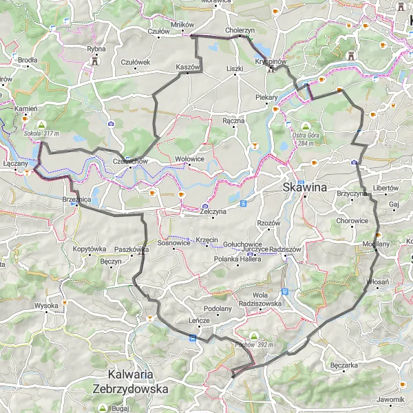 Miniatura mapy "Wycieczka do Góry Chełm" - trasy rowerowej w Małopolskie, Poland. Wygenerowane przez planer tras rowerowych Tarmacs.app