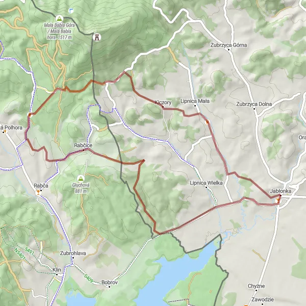 Miniatura mapy "Trasa rowerowa Gravelowe Szlaki Podhala" - trasy rowerowej w Małopolskie, Poland. Wygenerowane przez planer tras rowerowych Tarmacs.app