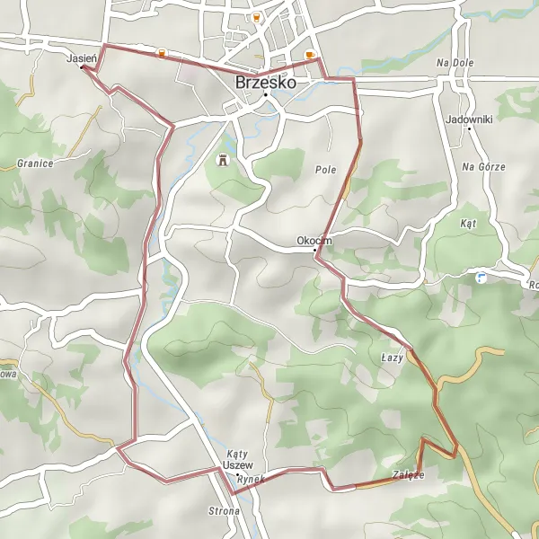 Map miniature of "Scenic Gravel Ride through Małopolskie" cycling inspiration in Małopolskie, Poland. Generated by Tarmacs.app cycling route planner