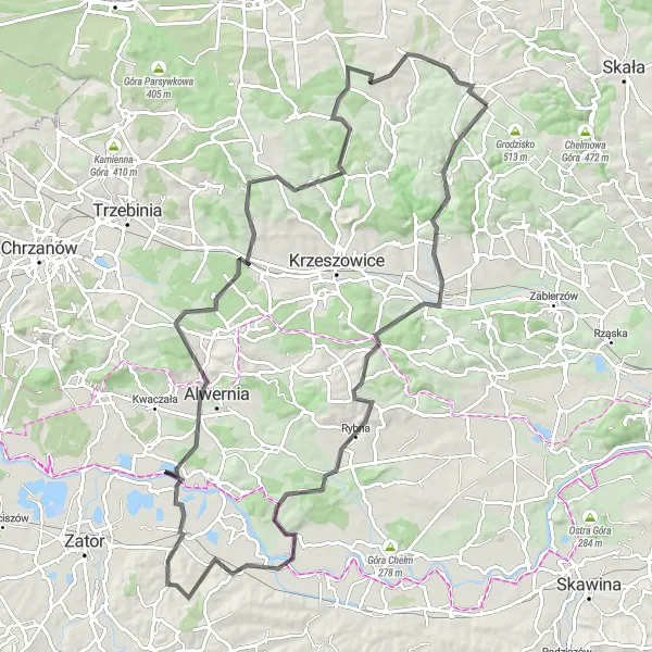 Map miniature of "Climbers' Delight" cycling inspiration in Małopolskie, Poland. Generated by Tarmacs.app cycling route planner