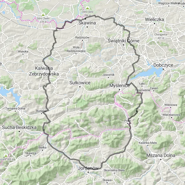 Miniatura mapy "Trasa Sarnia - Naprawa" - trasy rowerowej w Małopolskie, Poland. Wygenerowane przez planer tras rowerowych Tarmacs.app