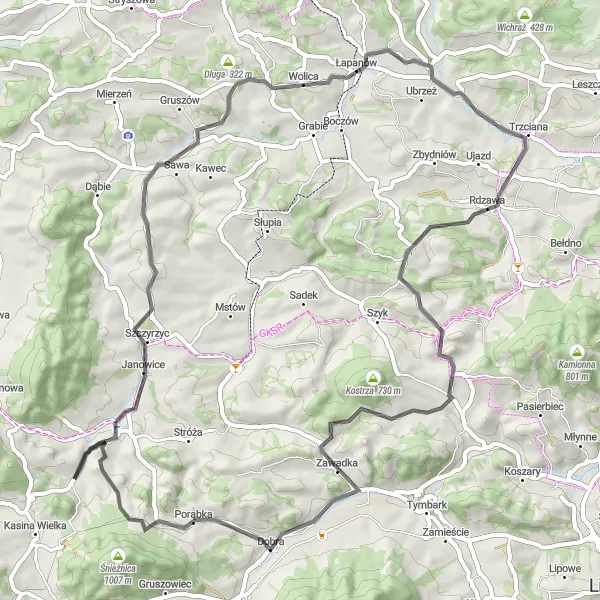 Miniatura mapy "Trasa do Kaletówki i Woli Skrzydlańskiej" - trasy rowerowej w Małopolskie, Poland. Wygenerowane przez planer tras rowerowych Tarmacs.app