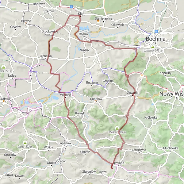Miniatura mapy "Przejażdżka wokół Wieruszyc na szlakach gravelowych" - trasy rowerowej w Małopolskie, Poland. Wygenerowane przez planer tras rowerowych Tarmacs.app