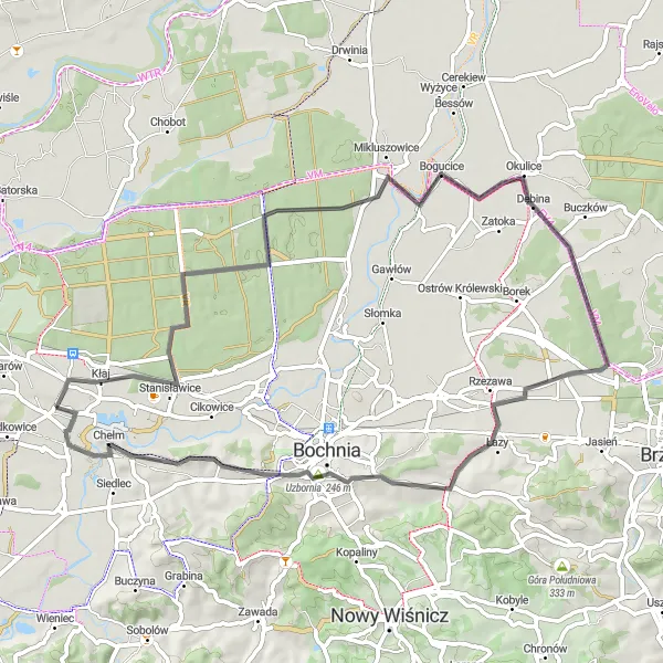 Miniatura mapy "Trasa z Kłaju przez Brzeźnicę" - trasy rowerowej w Małopolskie, Poland. Wygenerowane przez planer tras rowerowych Tarmacs.app