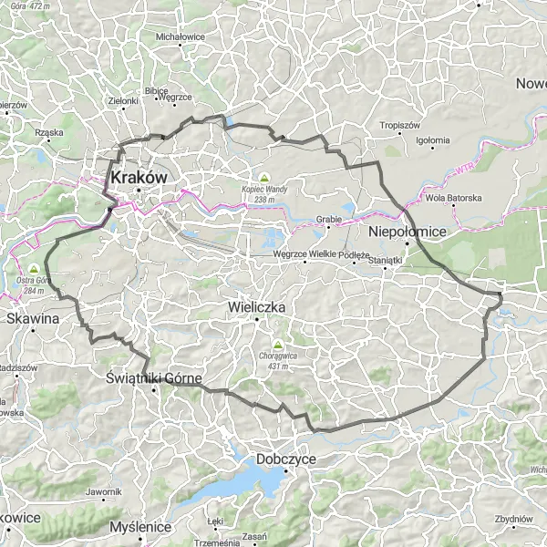 Miniatura mapy "Szlak rowerowy przez Zamek Królewski" - trasy rowerowej w Małopolskie, Poland. Wygenerowane przez planer tras rowerowych Tarmacs.app